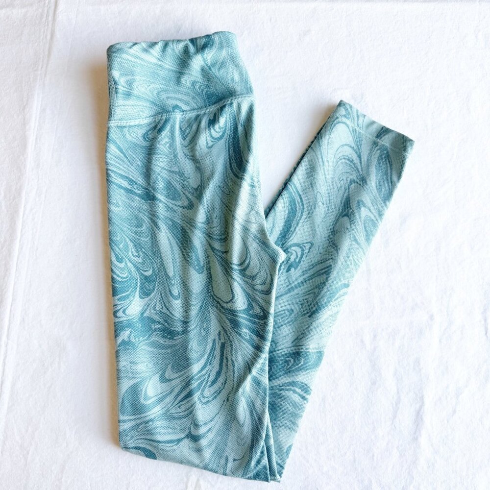 Athleta Girl High-Rise Printed Chit Chatlight Leggings L/12 Blue Swirl Design St